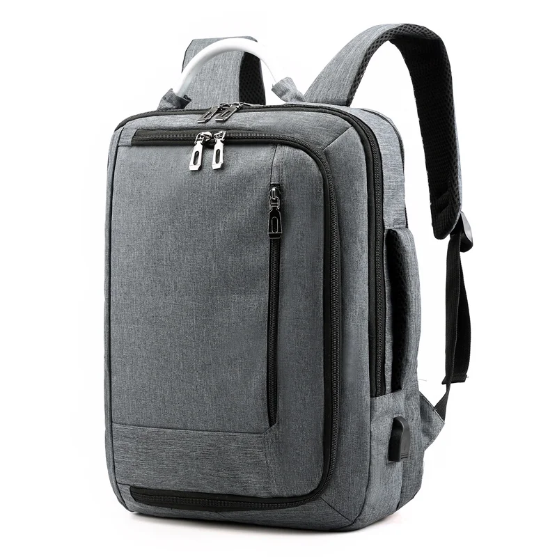 

Grey Waterproof Portable Travel Nylon Business Laptop Backpack With Usb Port