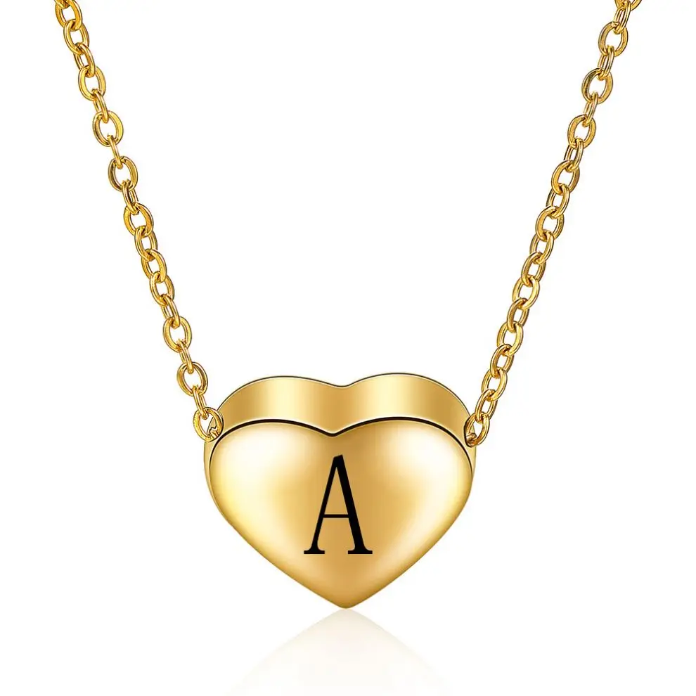 

Hot Selling Stainless Steel Chain Love Pendant 26 English Alphabet Necklace, 18k gold