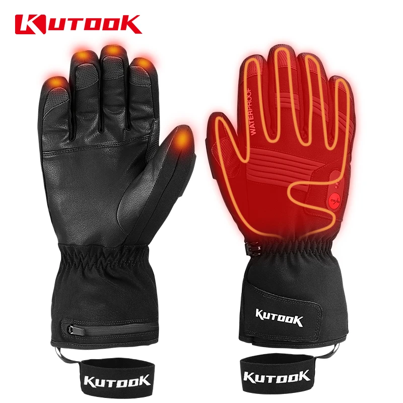 

KUTOOK Winter Electric Rechargeable Heated Gloves Keep Warm Biking Motorbike Snow Ski Gloves with Battery SH10, Black