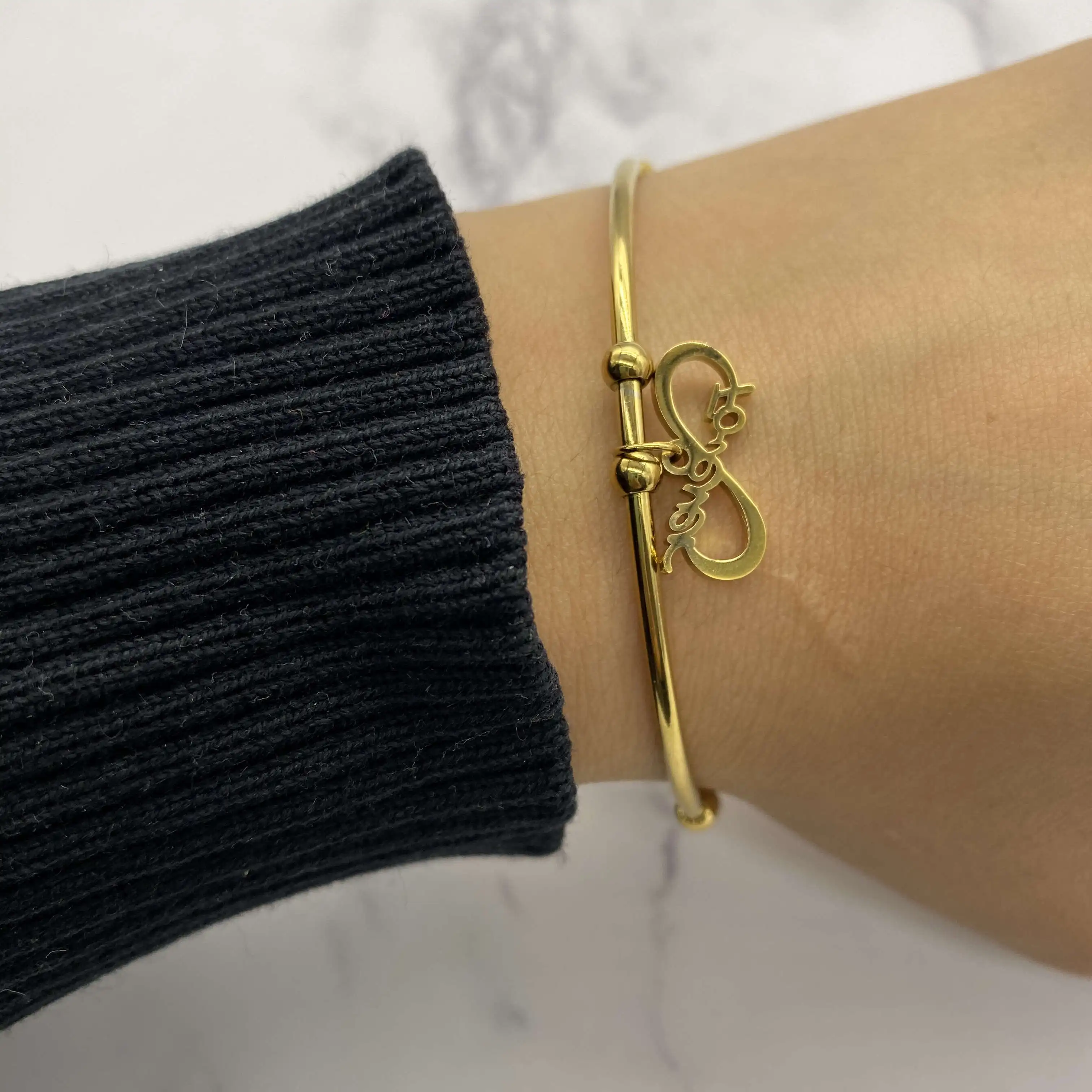 

Personalized Customized Infinity Forever Letter Open Cuff Bangle Stainless Steel Golden Forever Infinity Cuff Wristband Bangle