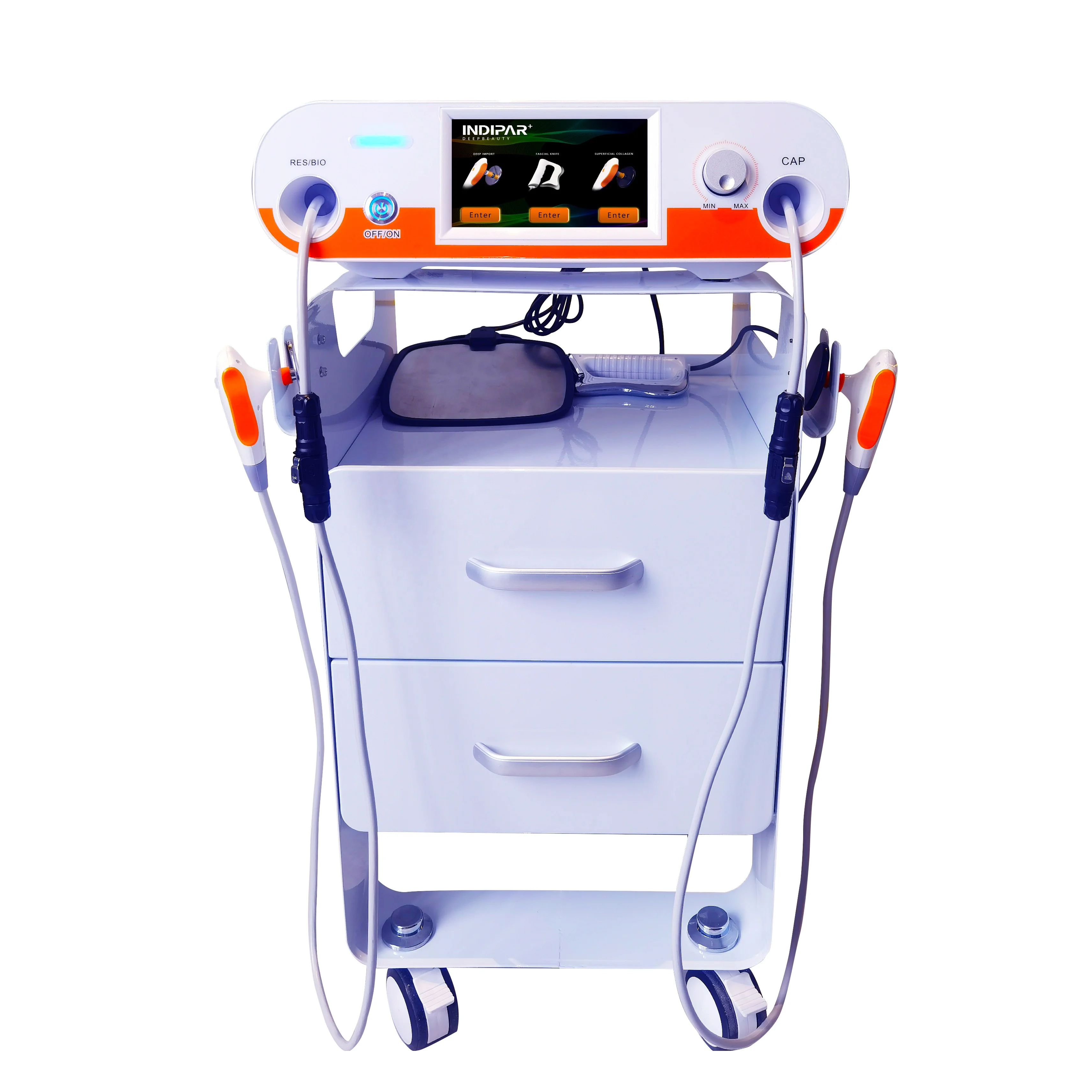 

VE R106 portable indiba 448khz ret cet rf indiba short wave diathermy tecar therapy physio machine, Orange