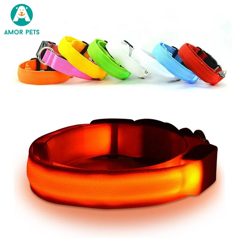 

Weight Accessories Handmade Collar Collares Para Perro Pet Light Fabric Led Dog Collars, Picture shows