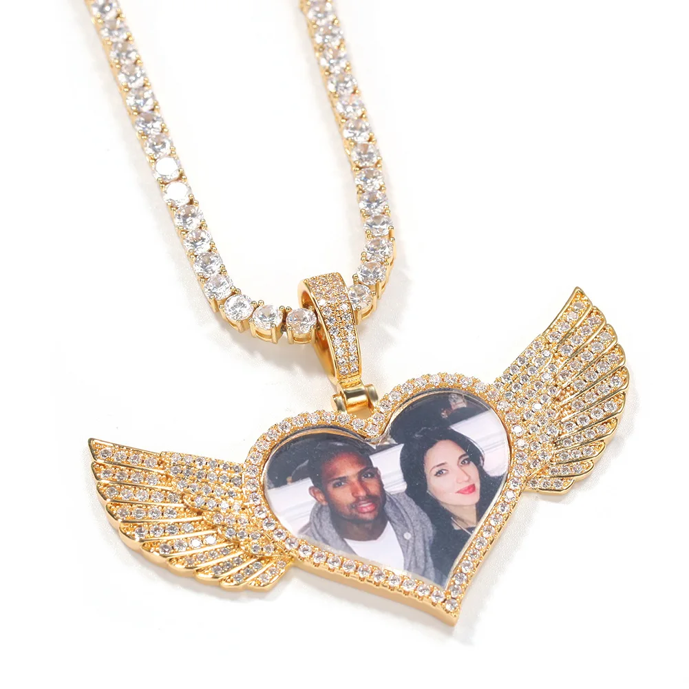 

Love Wings Custom Photo Pendant Memory Photo Necklace Custom Word Necklace Portrait Necklace Custom