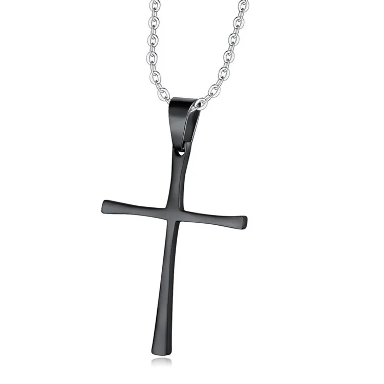 

Ancient Men Stainless Steel Jewelry Necklace Black Cross Shape Pendant Necklace