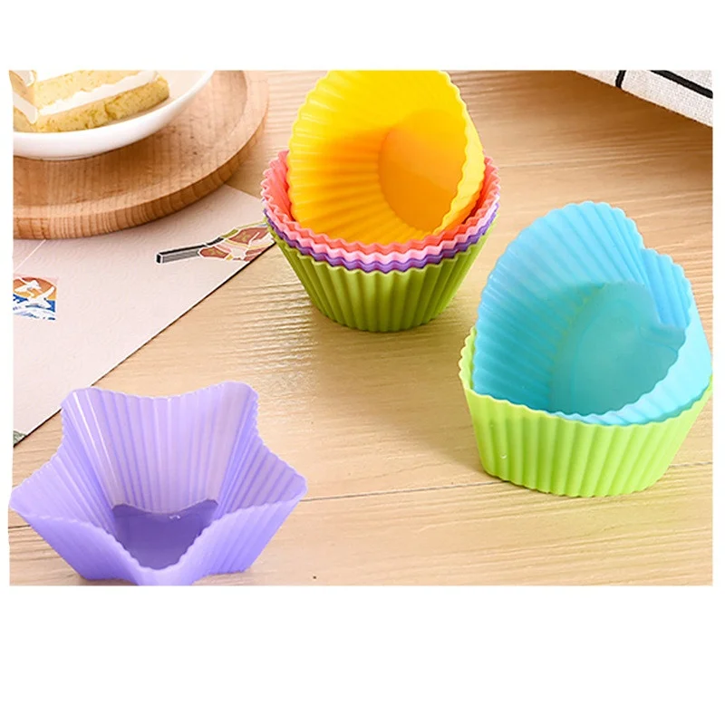 

DIY Round Jelly Pudding Muffin Cup Biscuit Silicone Mold Heart-shaped Cake Cup Star-shaped Baking Mold, Pink