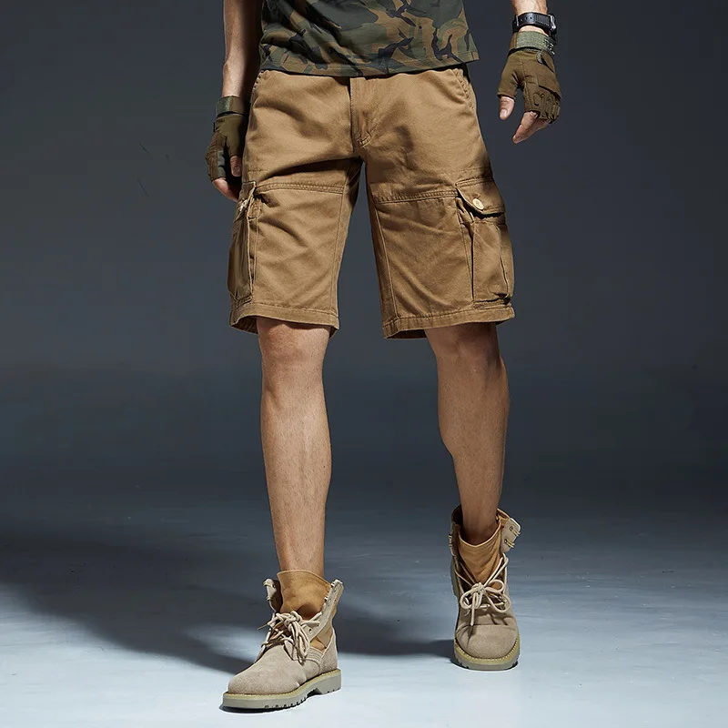 

Free Shipping Men's Camouflage Beach Shorts Multi-pocket Straight Cargo Shorts Summer Camping Hiking Military Short Trousers