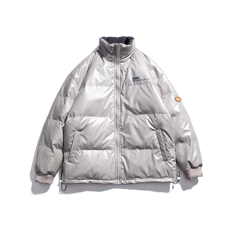 

20 Winter Wear Custom Zipper Puffer Jackets PU Leather Jacket Waterproof Men Bomber Jacket 100% Polyester Shell for Winter Stand