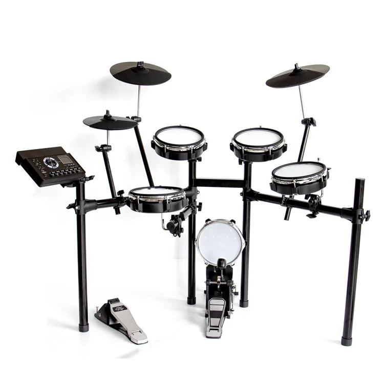 

Wholesale price digital drum instruments drum set with 5drums 3cymbals digital drum kit, Black+white