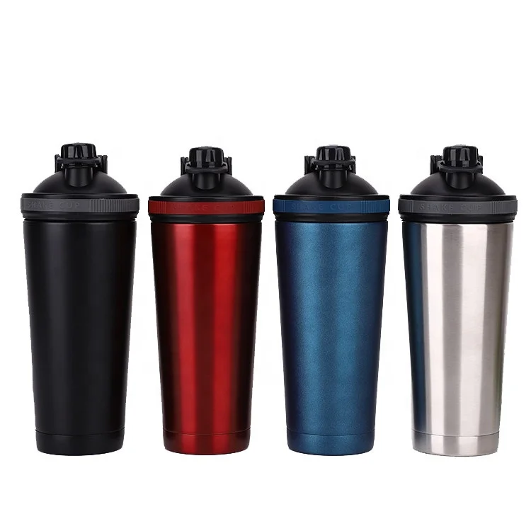 

25 oz Gym Sports Stainless Steel Protein Shaker Bottle Metal Custom Wholesale Shaker double wall vacuum Shaker Bottle, As picture in stocked