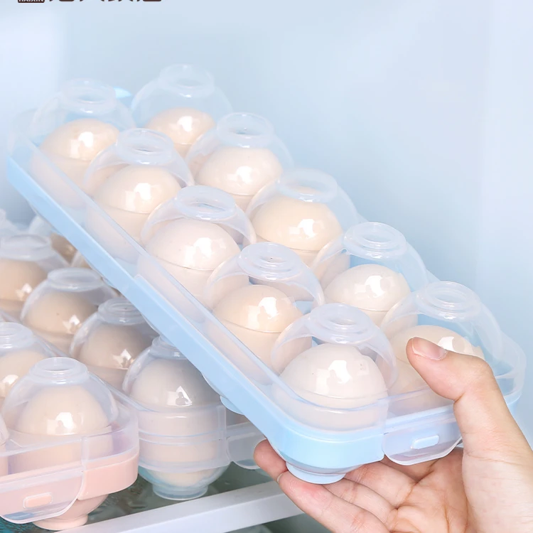 

Haixin Plastic Container Food Eggs Storage Case Holder Box 10 Eggs Container Boxes, Blue / transparent / pink / green