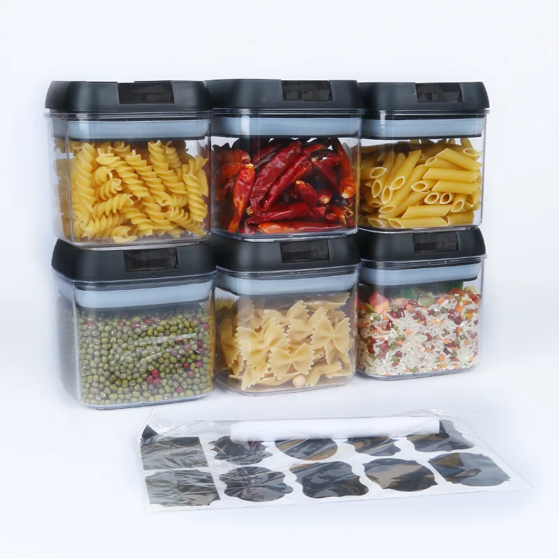 

6pcs Set Plastic Food Canisters Airtight Kitchen Storage Jar Cereal & Dry Food Storage Containers for Kitchen Pantry Storage