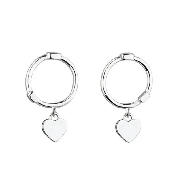 Valentines day gifts Dainty 925 silver Earrings Jewelry Small hoop Hugie Earring Dangling heart Earrings