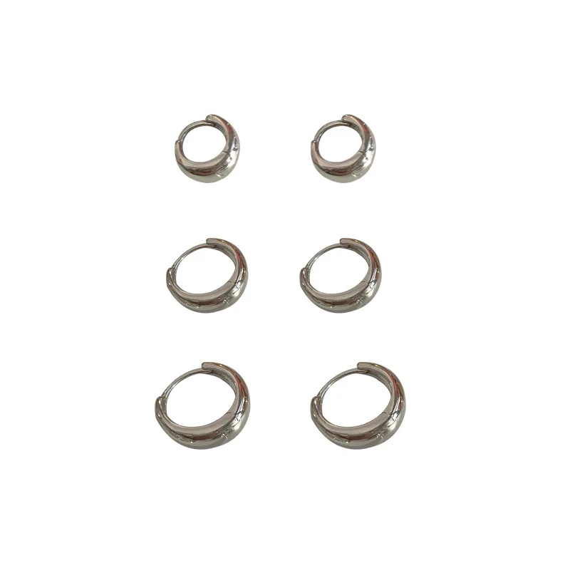 Temperament Thick Earring 925 Sterling Silver Female Niche Retro High Sense of Design Sense of Light Luxury Circle Earrings
