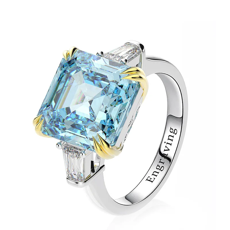 

925 sterling silver jewelry ring 18k gold plated fashion women jewelry wedding engagement Big diamond ring, Silver color
