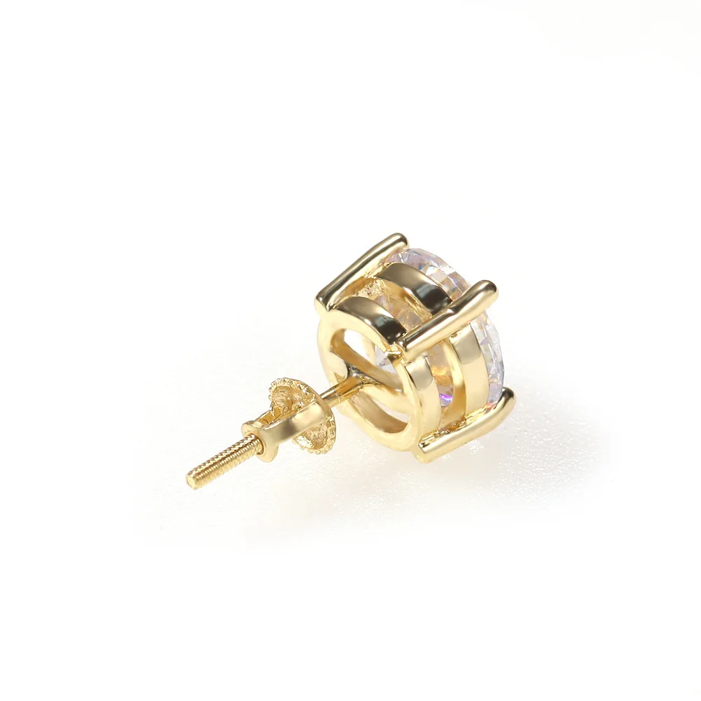 

Classic round large zircon hip-hop studs luxury silver needle Unisex custom 21524 earring