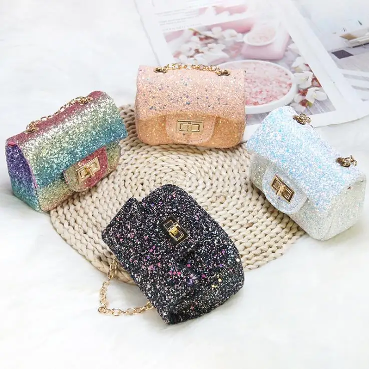 

2020 luxury kids girls purses small bling sequined handbags cute mini for girls, 4colors