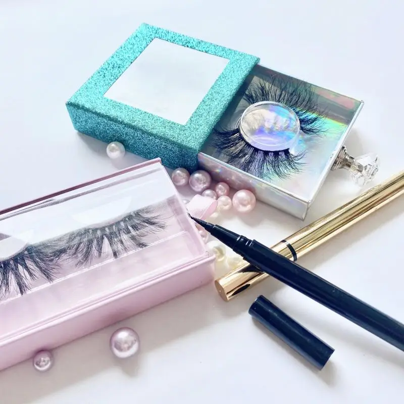 

Wholesale Luxury Beauty 25MM Faux Mink Eyelashes Super Thin Band Eyelashes