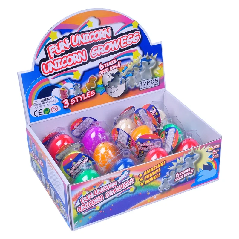 12 Pack Surprise Growing Unicorn Hatching Rainbow Egg Kids Toys Assorted Colors 