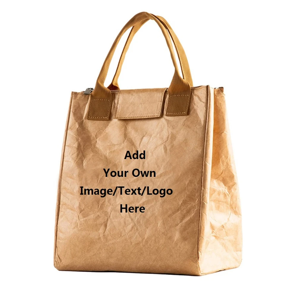 Custom Extra Large Washable Folding Insulated Reusable DuPont Kraft Paper Thermal Cooler Tote Tyvek Bags