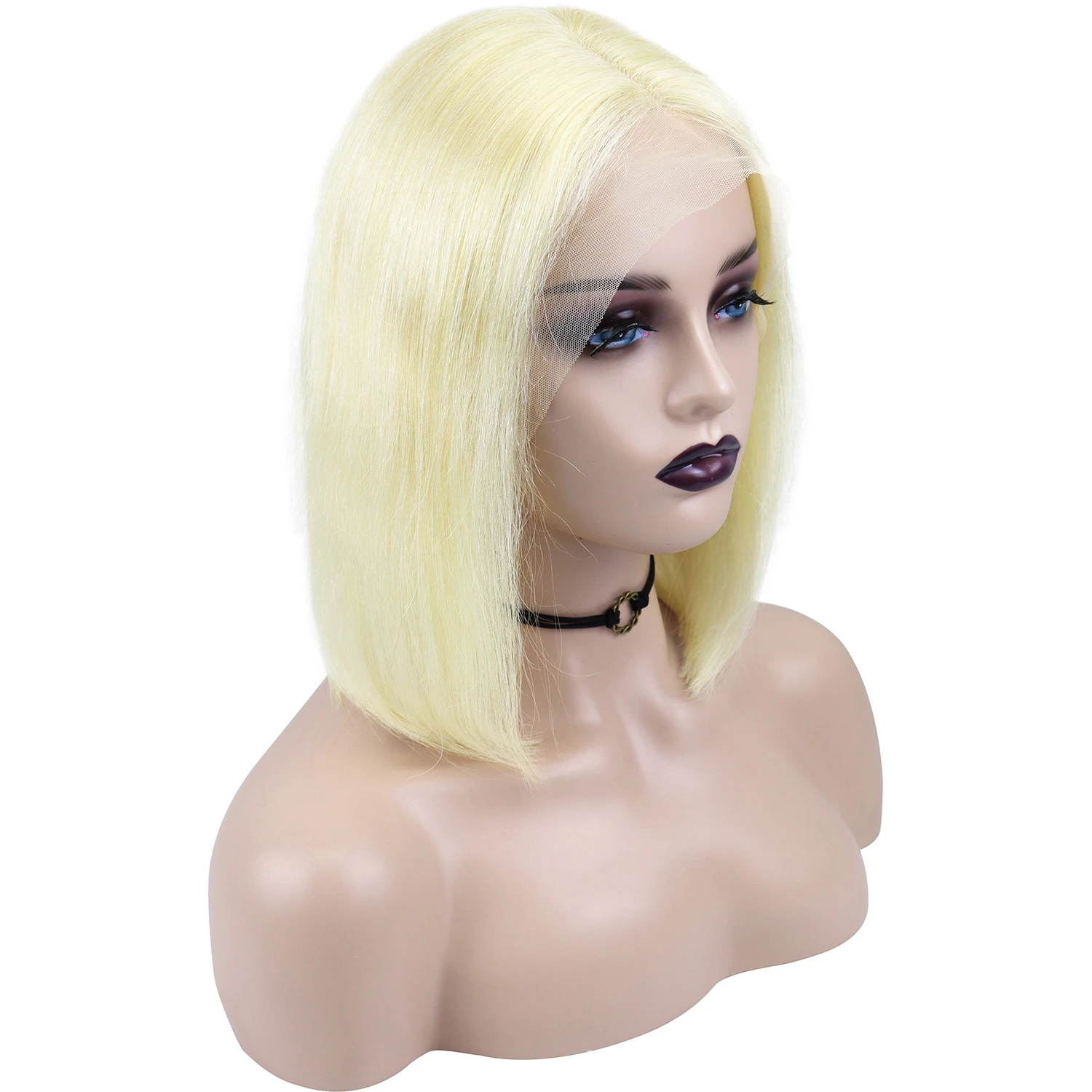 

10 12 14 Inch 613 Blonde 4x4 Lace Frontal Wigs 100% Remy Human Hair Bob Transparent Lace Closure Front Wigs With Baby Hair, Natural & accept customer color chart