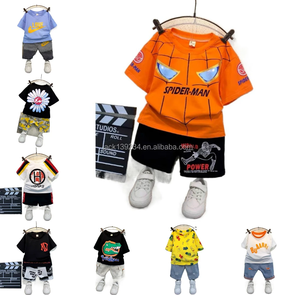 

High quality Buy Direct From China Manufacturer Wholesale Summer short sleeve boys t shirt and pants boys suit