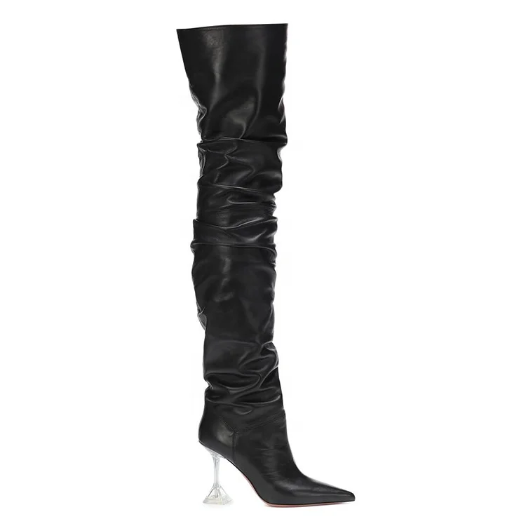

Fashion special clear heel winter lady long shoes women over the knee boots