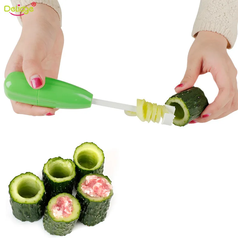 

4pcs/set Kitchen Gadget Accessory Vege Drill Digging Corer Cooking Tool Vegetable Spiral Cutter Spiralizer Creative Kitchen Item, Green