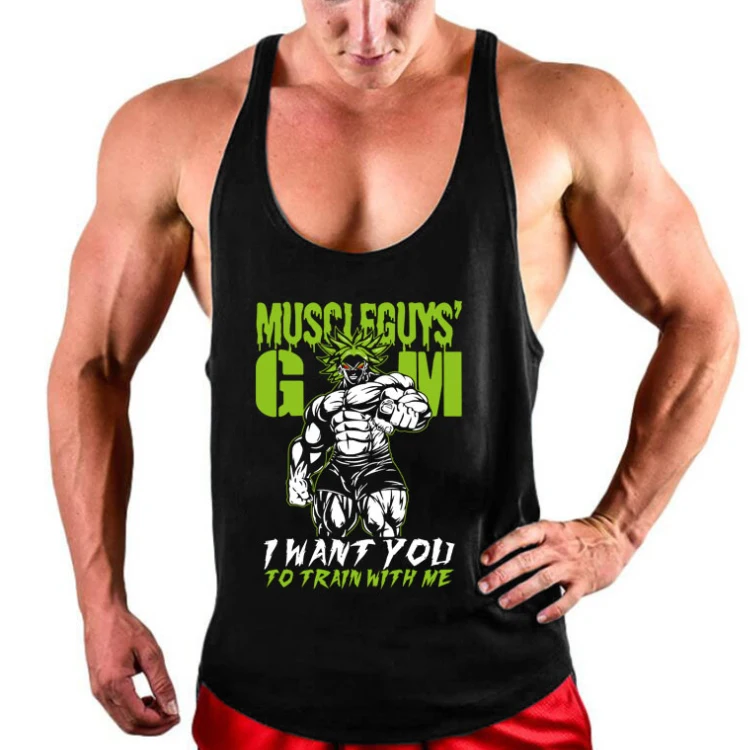 

2019 summer New men Muscular man elastic force Thin belt GYM clothes printing Letter pattern Fitness Run sleeveless vest, Colors