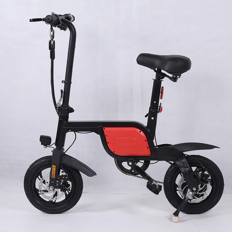 

Fast delivery lithium battery powered e-bike folding portable 250 watt motor electric bike strong electric kick bike, Black