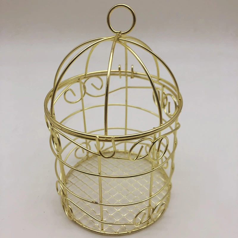 

Small Iron Bird Cage Golden Bird Cage Decoration Weddings Candy Box Birdcage, Gold and silver