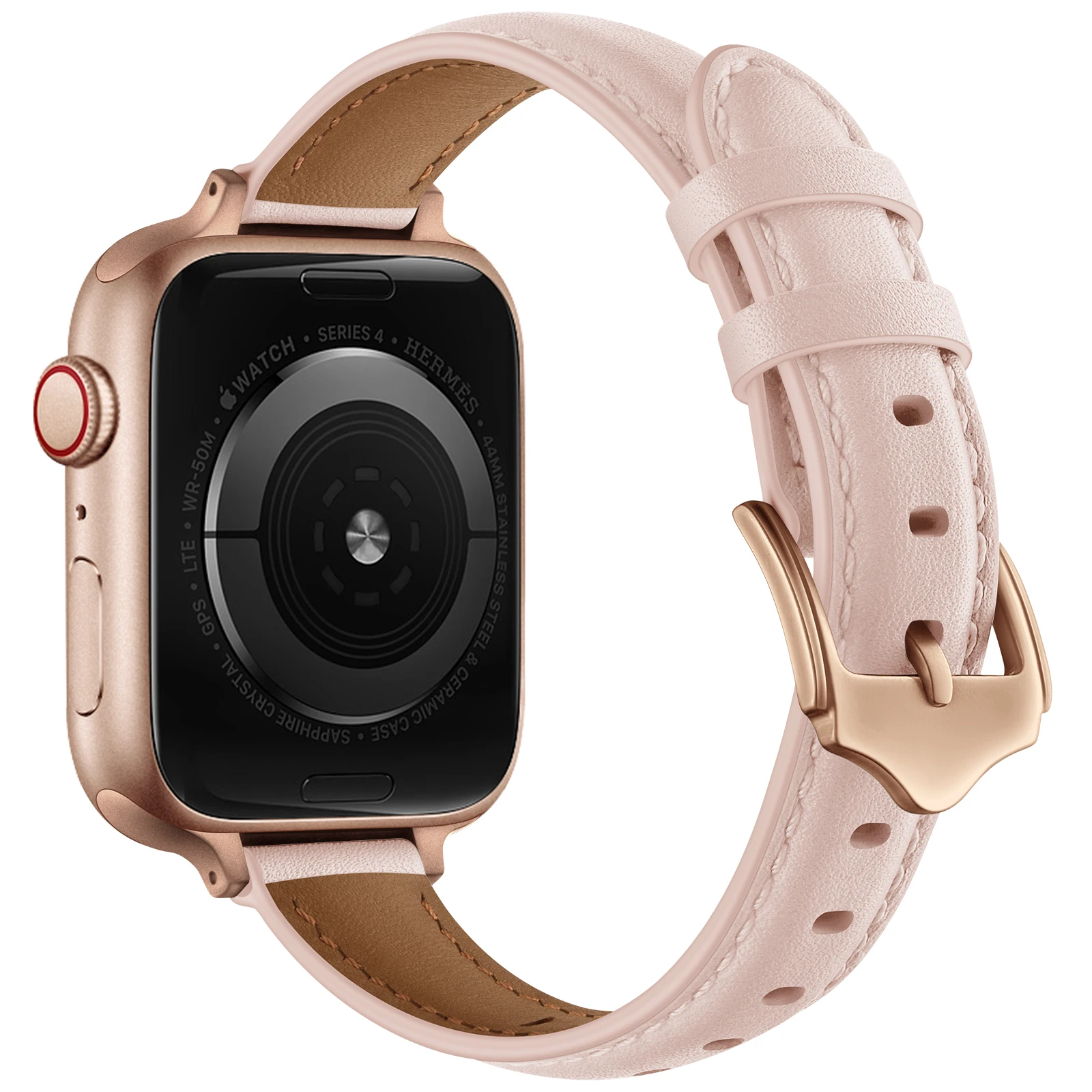 

High quality elegant luxury real genuine leather slim smart watch replacement bands strap for Apple Watch 4 5 6 40mm 44mm 42mm