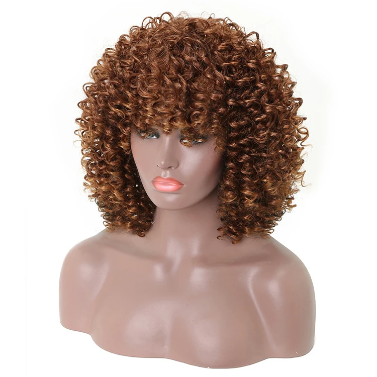 

Brazilian Afro Kinky Curly custom Color Short hair natural synthetic Wigs, Pic showed