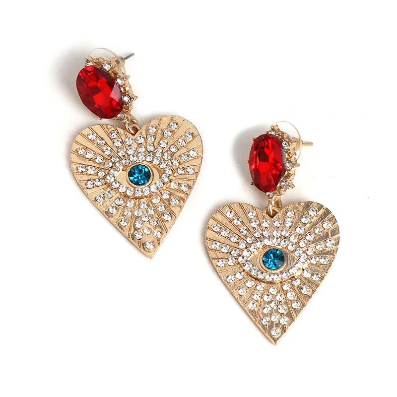 

2022 Hot Selling Statement Eyes Earring Jewelry Diamond Heart Dangle Earrings For Women Jewelry