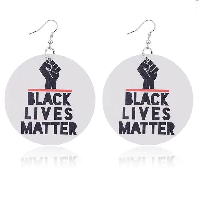 

Fashion Jewellery Printing Fist Wooden Earrings Printed Africa Black Lives Matter Drop Wood Earrings