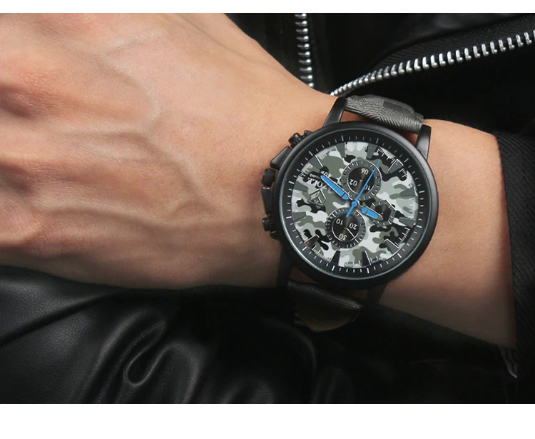 402 Latest camouflagedial fashion style men sport watch 3 atm water resistant wrist watch