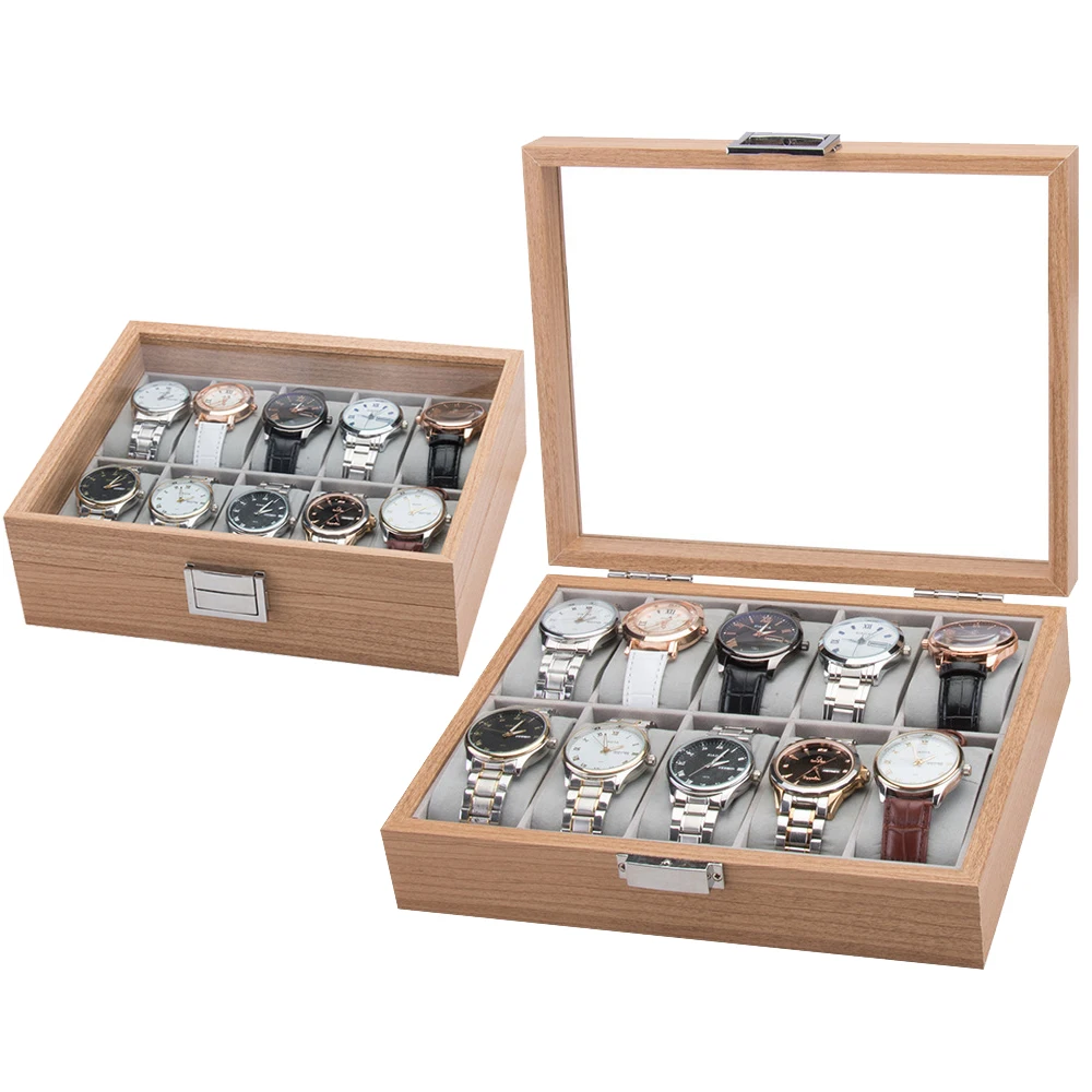 

10 slots watch box organizer with rosewood pattern glass top grey velvet holder, Pure ,pantone as well as cmyk