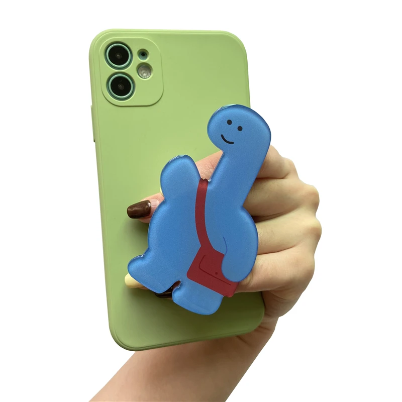 

High Quality Epoxy Resin Cartoon Mobile Phone Holder Wholesale 360 Degree Rotat Telescopic Grip Creative Dinosaur Phone Socket, Black / white / custom