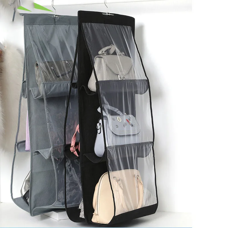 

The Best Hanging Purse Organizer Handbag Organizer Homewares Nonwoven 6 Pockets Hanging Closet Storage Bag for Closet, Customized color