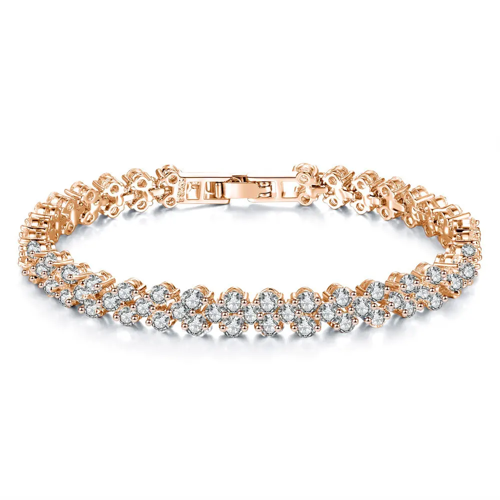 

Romantic Fashion Jewelry Sparkling Heart Crystal Rhinestone Bracelet Full Iced Out Diamond Bracelet For Women Ladies