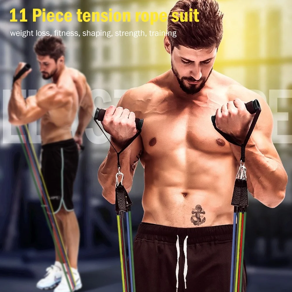 
Fitness Stretch wholesale elastic 11 pcs set tube resistance bands 