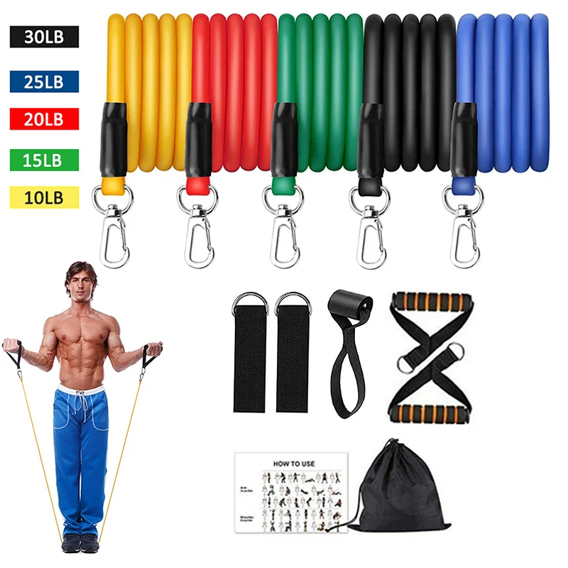 

11Pcs/Set Resistance Bands Elastic Fitness Tube Rubber Bands Training Exercise Pull Rope Bands Home Gyms Yoga Workout Equipmen