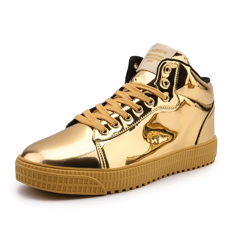 

golden gold high top fashion shoe sneakers for men,gold sneaker men, All color available