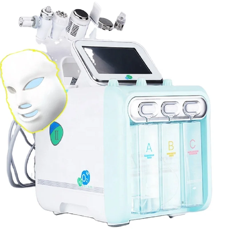 

2021z Cheapest 7 in 1 Water Aqua Peeling Hydra Oxygen Dermabrasion Skin Care Face Cleaning Hydro Water Oxygen Jet Peel Machine, Light blue & white