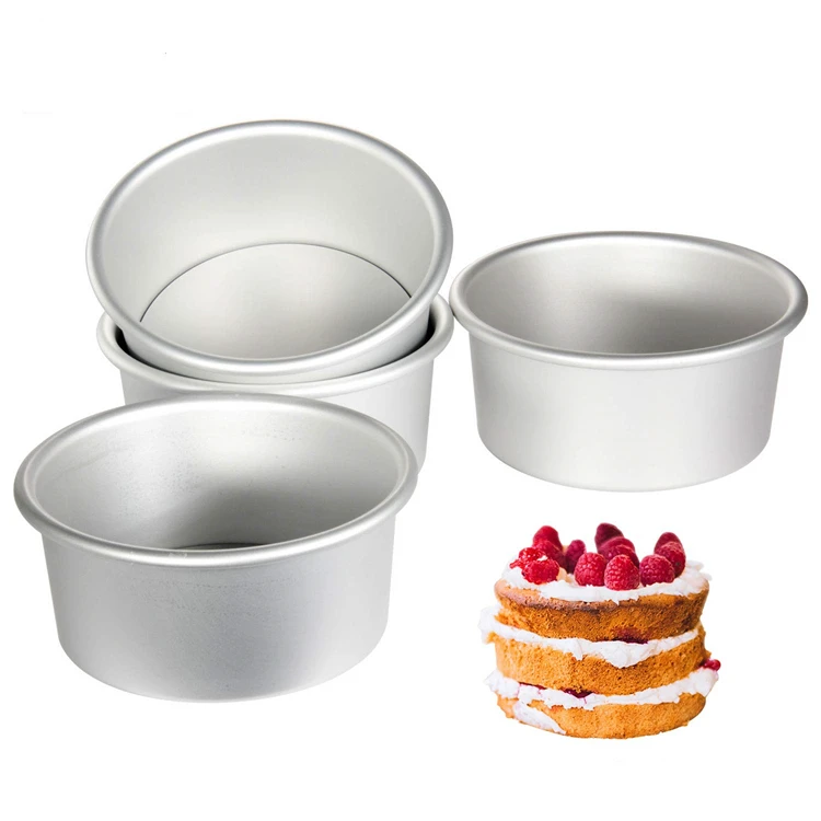

4 Inch Aluminum Cake Pans, Non-Stick Round Baking pans, with a Solid Bottom