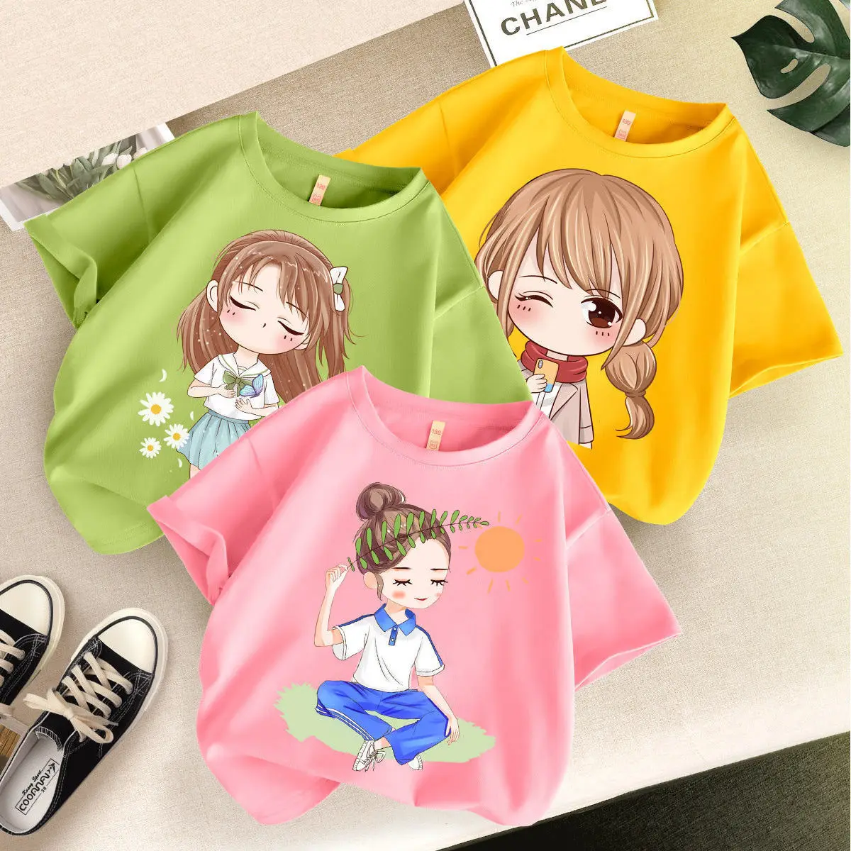 

Girls' Clothing New T-shirts Children's Clothing Girls Cartoon Long-sleeved T-shirt Children's Round Neck Shirt Bottoming Shirt