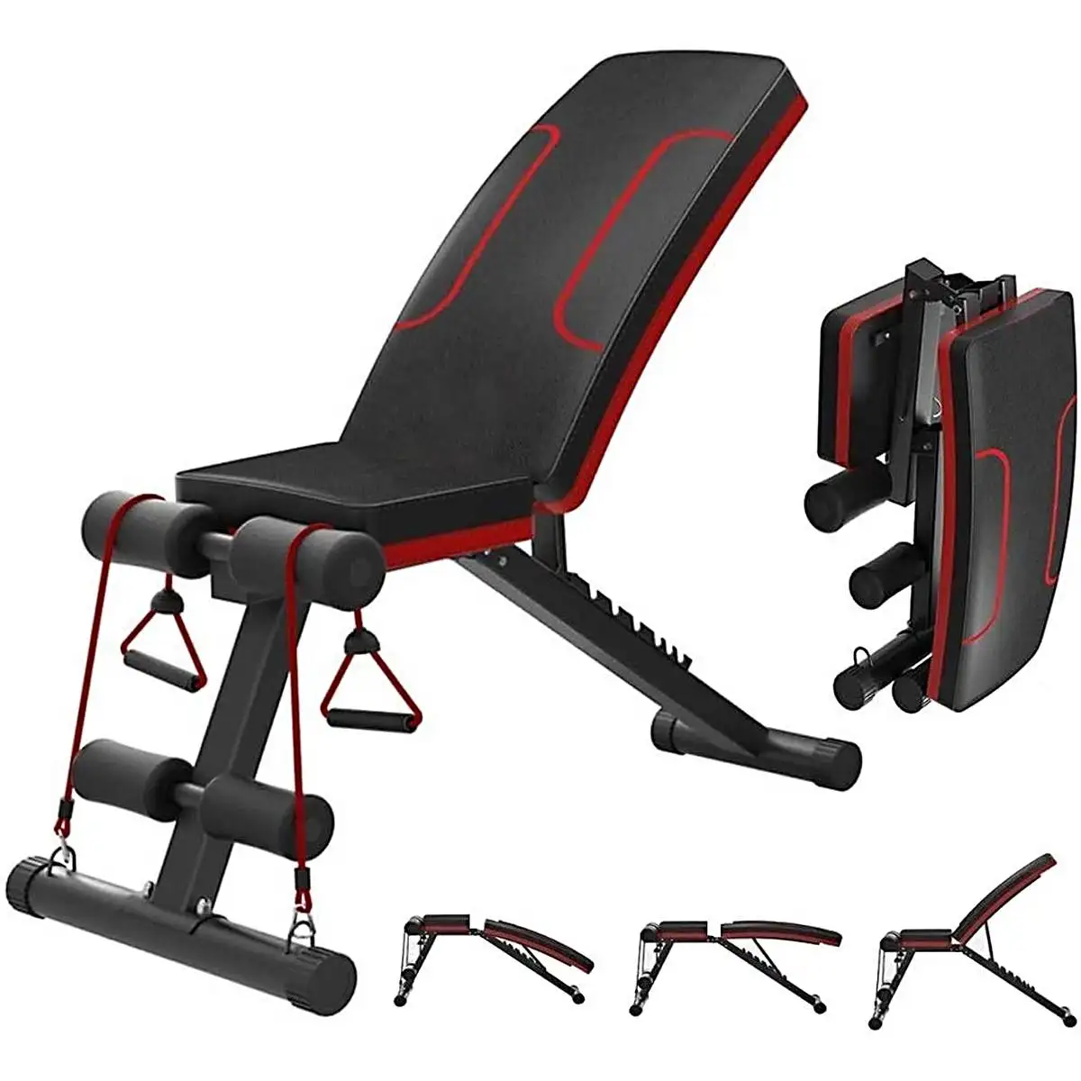 

Multifunction weight training gym fitness equipment adjustable sit up weight bench, Black, customized is available