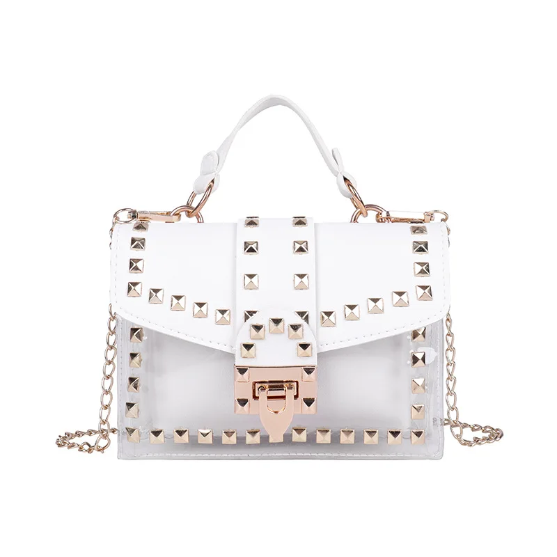 

Leather handbags women fashion rivet one-shoulder chain bag contracted foreign cross slung small square bag, Available in 5 colors with color card