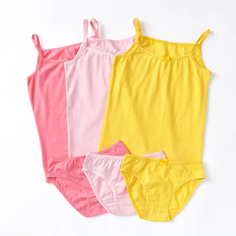 

New Summer Cotton Girls' Underwear Kids Panties Bra and Briefs Set Breathable Underwear 2PCS/Sets Cartoon Kid's Underwear, Mixing color