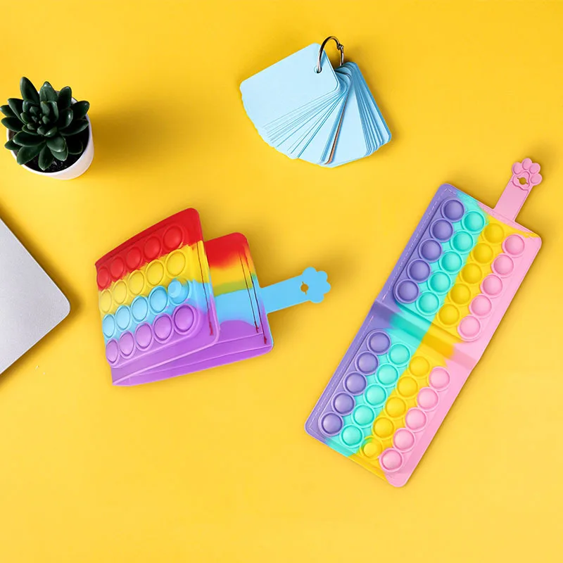 

New Fashion Candy color Silicone kids Coin Purse Bag Rainbow Mini Pop it Fidget Zero Wallet Push Bubbles Wallet for little girl, 2 colors