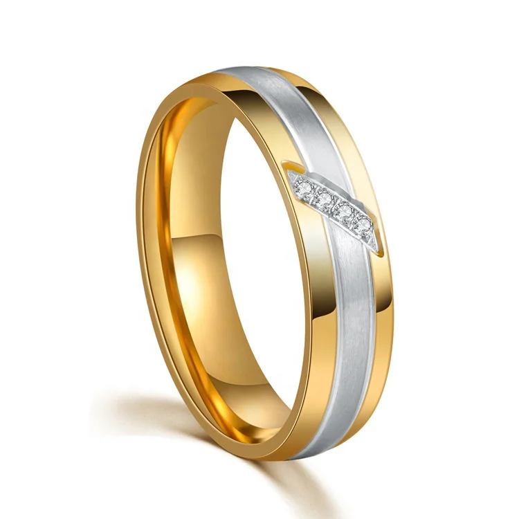 

Classic Simple daimond ring engagement Stainless Steel Couple Jewelry wedding ring set, Picture shows